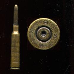 6.5 x 55 Mauser Su&egrave;de - ancienne inerte de manipulation - marquage : Couronne/2/8/M/ - laiton noirci