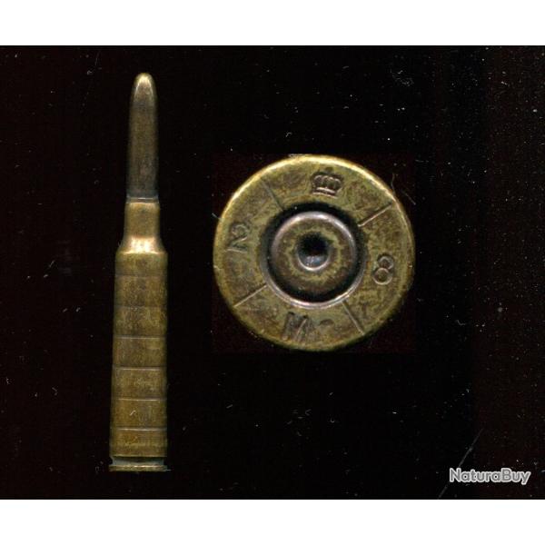 6.5 x 55 Mauser Su�de - ancienne inerte de manipulation - marquage : Couronne/2/8/M/ - laiton noirci