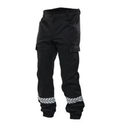 Pantalon S&eacute;curit&eacute; Priv&eacute;e avec bandes r&eacute;fl&eacute;chissantes HV GK Pro Noir