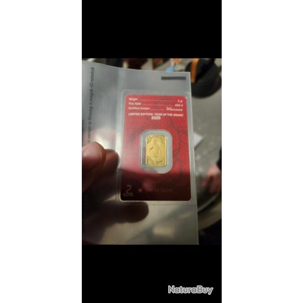 Lingot or collector serpent 24k or pur