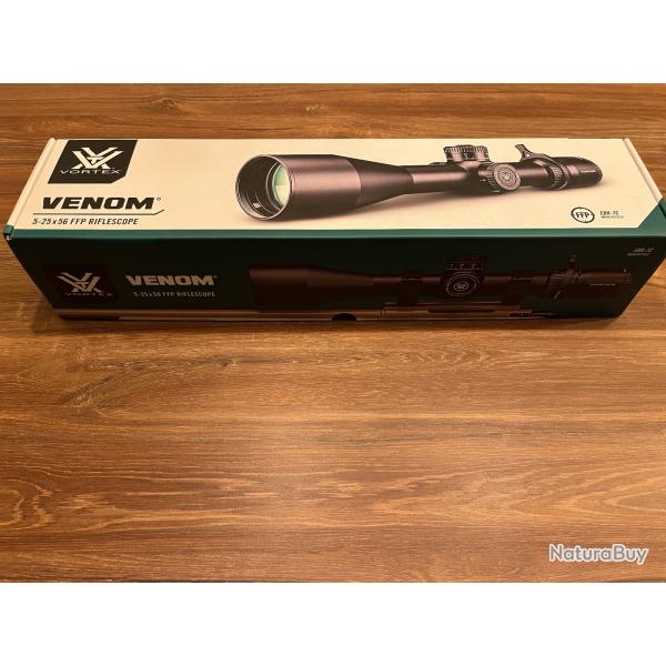 Lunette VORTEX VENOM 5-25x56 FFP EBR-7C MRAD - quasi neuf + colliers Warne 34 mm inclus