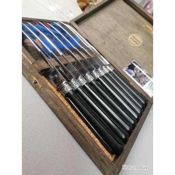 Coffret luxe couteaux �b�ne manches sculpt�s