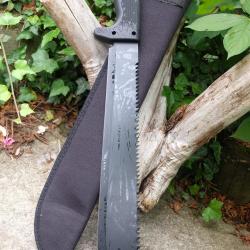 Couteau Bowie Machette Survie Trekking Alaska Lame Drop Point Acier 3Cr13 Manche ABS Etui Nylon