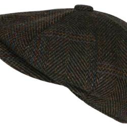 Casquette Gavroche Marron en Laine &agrave; Chevrons Style Anglais Vintage Surwal Taille unique Marron