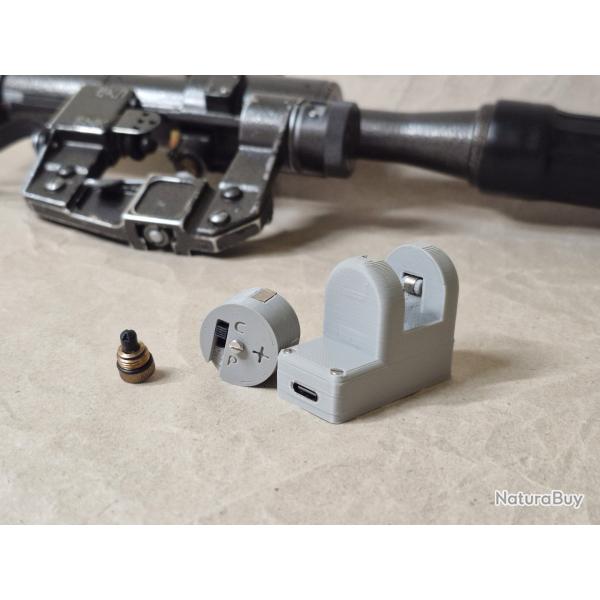 Batterie Rechargeable + Chargeur USB-C pour Lunettes Sovi�tiques PSO-1 / PGO-7. Exclusif