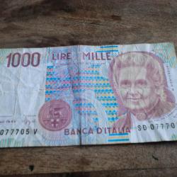 billet 1000 lire  /  SD . 077705 V    2 / 10 / 1990