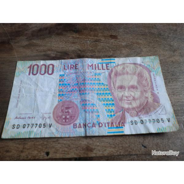 billet 1000 lire  /  SD . 077705 V    2 / 10 / 1990