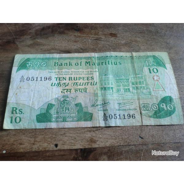 billet  mauritius 10 rupees
