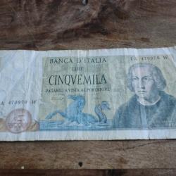 billet 5000 lira type colomb  1971