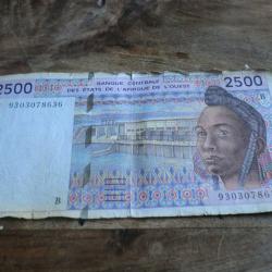 billet  west s&eacute;n&eacute;gal  african 2500 francs