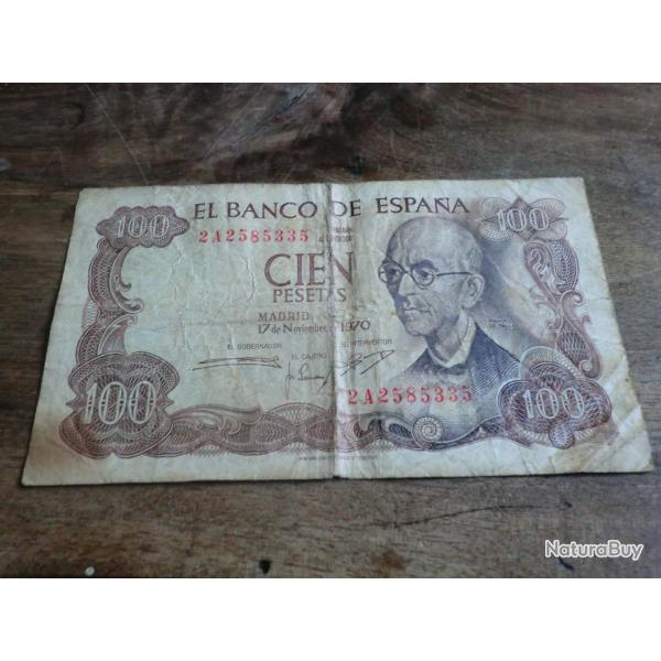 billet  espagne cien pesetas 1970 2.A 2585335