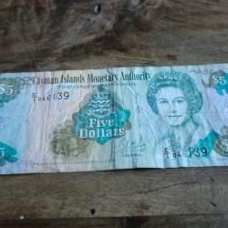 billet iles caimans  five dollards