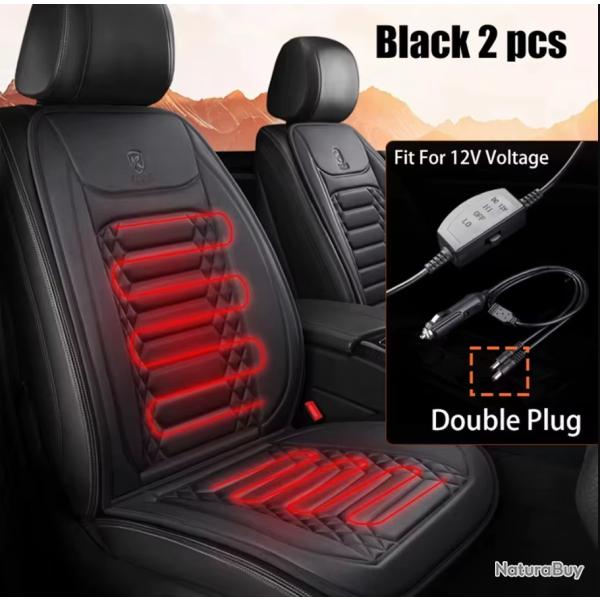 Housse de Si�ge Chauffante Voiture 12V Chauffage Rapide 30s Universelle 2 pi�ces