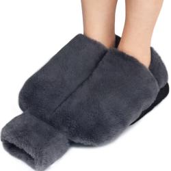Chauffe-pieds avec bouillotte 2L - Non &eacute;lectrique - Ultra doux - Gris