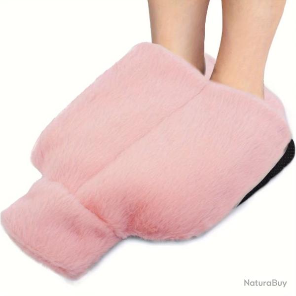 Chauffe-pieds avec bouillotte 2L - Non �lectrique - Ultra doux - Rose