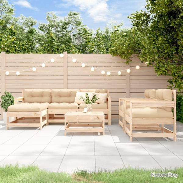 Salon de jardin 7 pcs Bois de pin massif