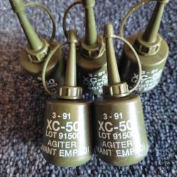 Lot 5 burettes huile vides XC-50 FAMAS