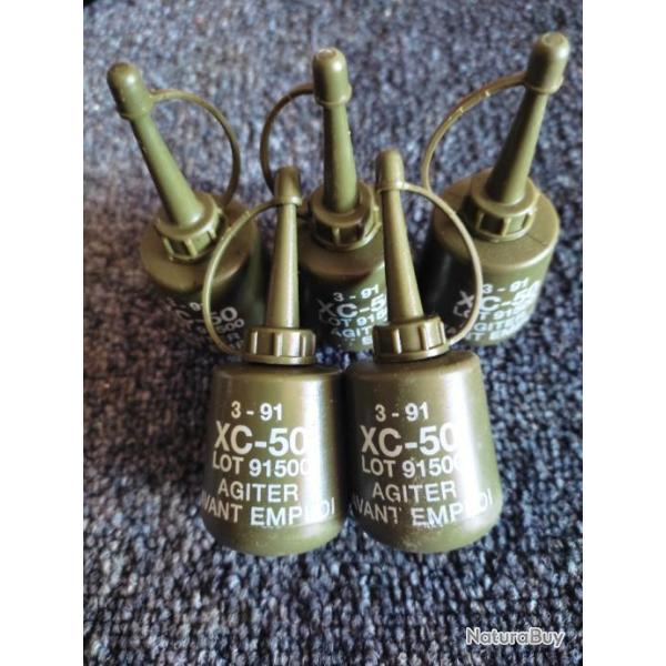 Lot 5 burettes huile vides XC-50 FAMAS