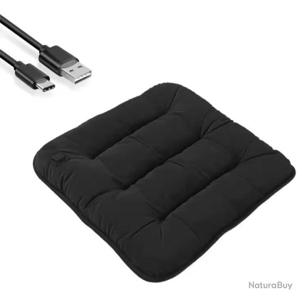Coussin de si�ge chauffant Mati�re douce & confort thermique USB 5V / 12V Noir