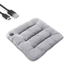 Coussin de si&egrave;ge chauffant Mati&egrave;re douce & confort thermique USB 5V / 12V Gris