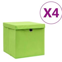 Bo&icirc;tes rangement tissu intiss&eacute; vert 28x28x28 cm pliables avec couvercle