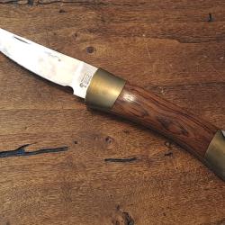 Ancien couteau B&ouml;ker 3110, pompe, mitres laiton INTEGRALES, joli bois, 110/195mm