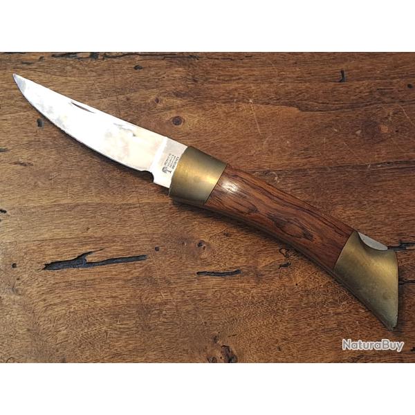 Ancien couteau B�ker 3110, pompe, mitres laiton INTEGRALES, joli bois, 110/195mm