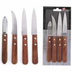 PRADEL EXCELLENCE THIERS 2 COUTEAUX OFFICE + 1 &Eacute;PLUCHEUR + 1 BEC D'OISEAU, MANCHE BOIS