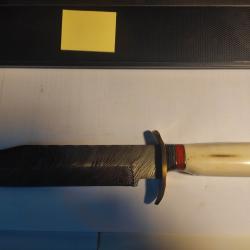 Couteau BOWIE, manche en os et micarta, 34,5cm.