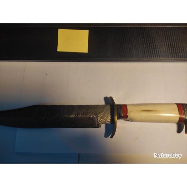 Couteau BOWIE, manche en os et micarta, 34,5cm.