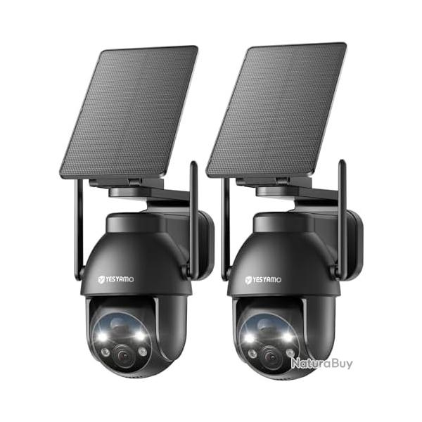 Cam�ra de Surveillance Solaire 2K QHD - 360� Sans Fil - D�tection Humaine PIR (Livraison Offerte)