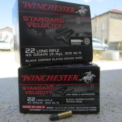 Lot de 2 boites de 235 Balles 22LR Winchester SUBSONIC 45grs  sp&eacute;cial  silencieux Standard Velocity