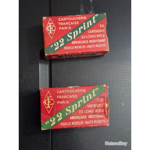 Lot de 2 bo�tes anciennes - Cartoucherie Fran�aise Paris 22 sprint
