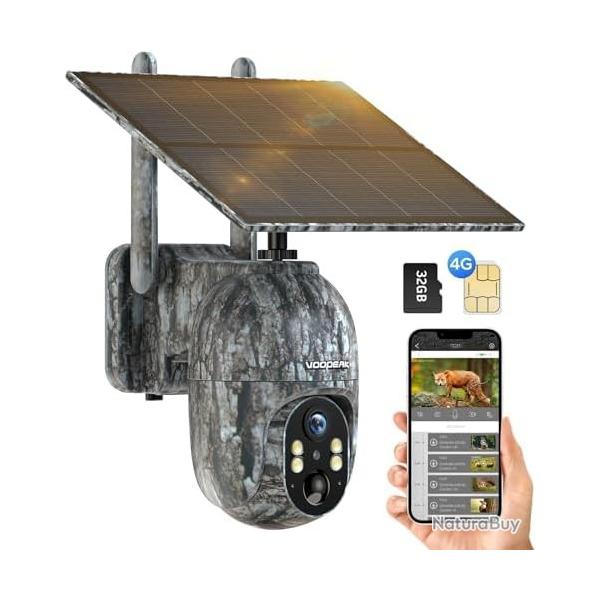 Cam�ra de Chasse 4G LTE Solaire Autonome sans WiFi Rotation 350� Batterie 8000mAh Livraison Offerte
