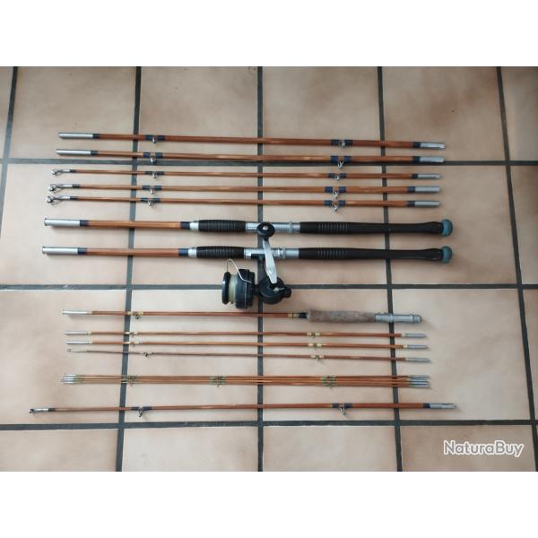 Canne � p�che en bambou refendu ensemble lot de 3 cannes