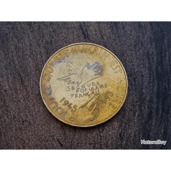 France - m�daille comm�morative - 1995 - 50 ans du Secours populaire - bronze OCCASION BON ETAT!