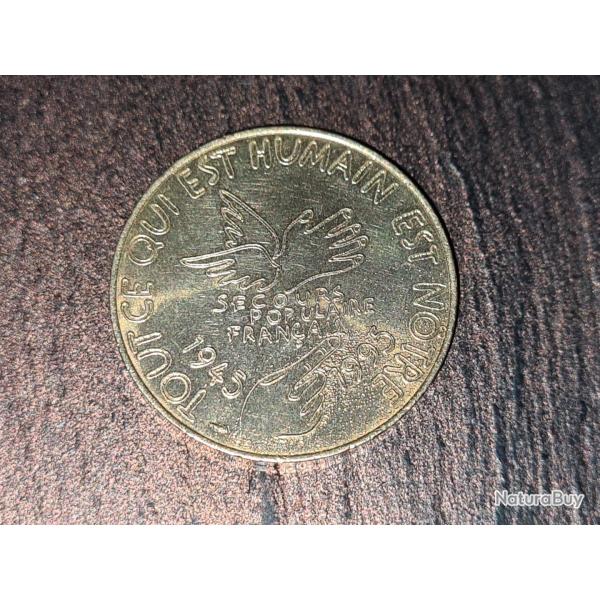 France - m�daille comm�morative - 1995 - 50 ans du Secours populaire - bronze OCCASION BON ETAT!