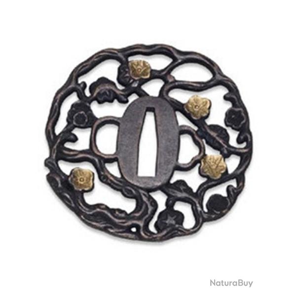 Tsuba fleurs dor�es