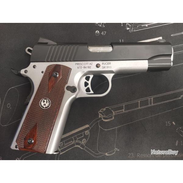 1� SANS RESERVE!!! PISTOLET RUGER SR 1911 BI-COLORE - CAL. 45 ACP (OCCASION)