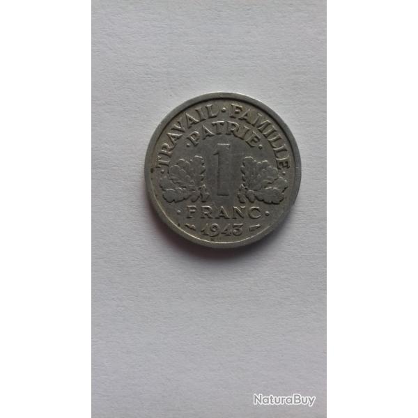 piece de monnaie de un francs 1943