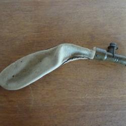 POIRE A POUDRE ancienne en cuir doseuse chasseur chasse