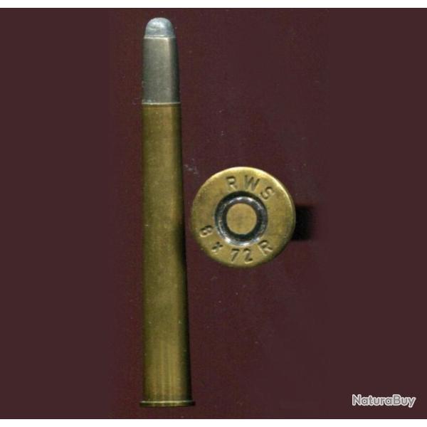 8 x 72 R - RWS - longue balle cuivre pointe plomb plate