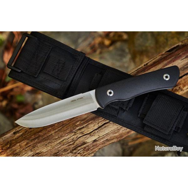 Couteau Real Steel Bushcraft Plus Lame Fixe Drop Point Acier K110 Manche G10 Noir RS3720