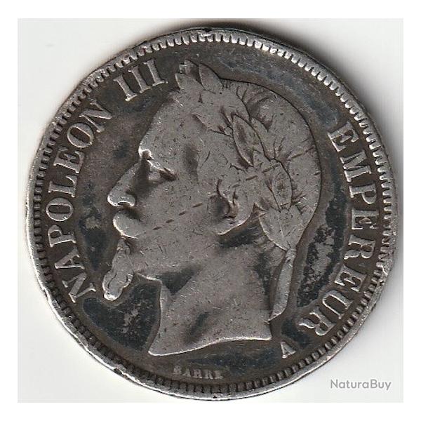 Pi�ce de Monnaie ARGENT France 5 francs NAPOLEON III 1867 PARIS