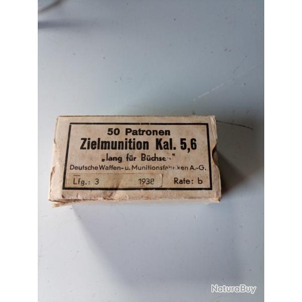 Boite de 50 munition cal 5,6 Allemande de 1938 zielmunition deutch waffen