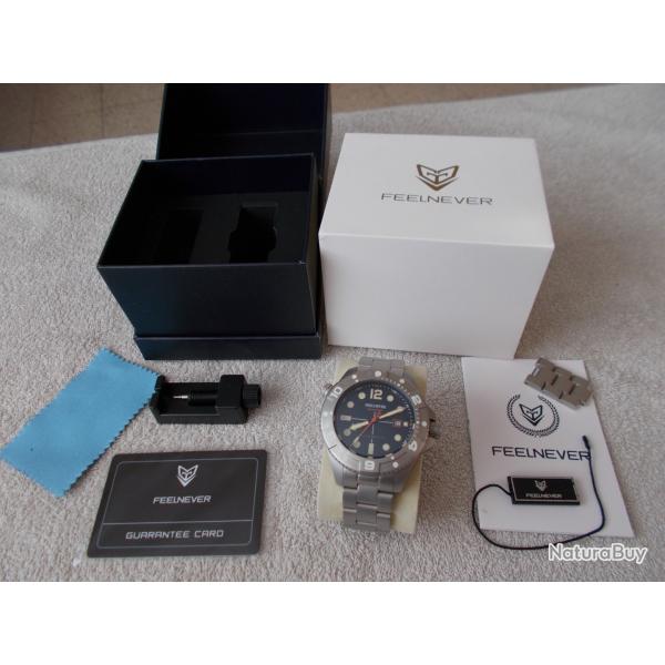 MONTRE DE PLONGEE AUTOMATIQUE FEELNEVER ETANCHE 500 METRES /MVT JAPAN MIYOTA 8215/CADRAN BLEU