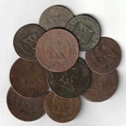 Pi&egrave;ce de Monnaie France LOT Dix et CINQ Centimes NAPOLEON III