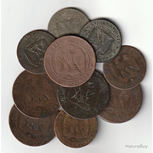 Pi�ce de Monnaie France LOT Dix et CINQ Centimes NAPOLEON III