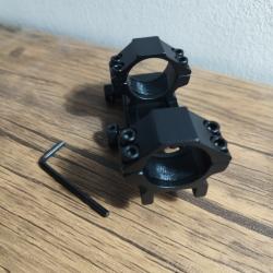 Montage monobloc d&eacute;port&eacute; pour rail picatinny et de diam&egrave;tre de 25.4mm