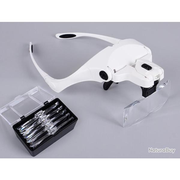 Paire de Lunettes Loupe L�g�re 1.0X 1.5X 2.0X 2.5X 3.5X + Eclairage Led Bricolage LIVRAISON GRATUITE